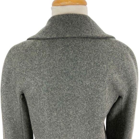 Poleci 4 Gray Wool Blend Long Dress Coat Y2K Minimalist Chic Professional Boss - Picture 5 of 11